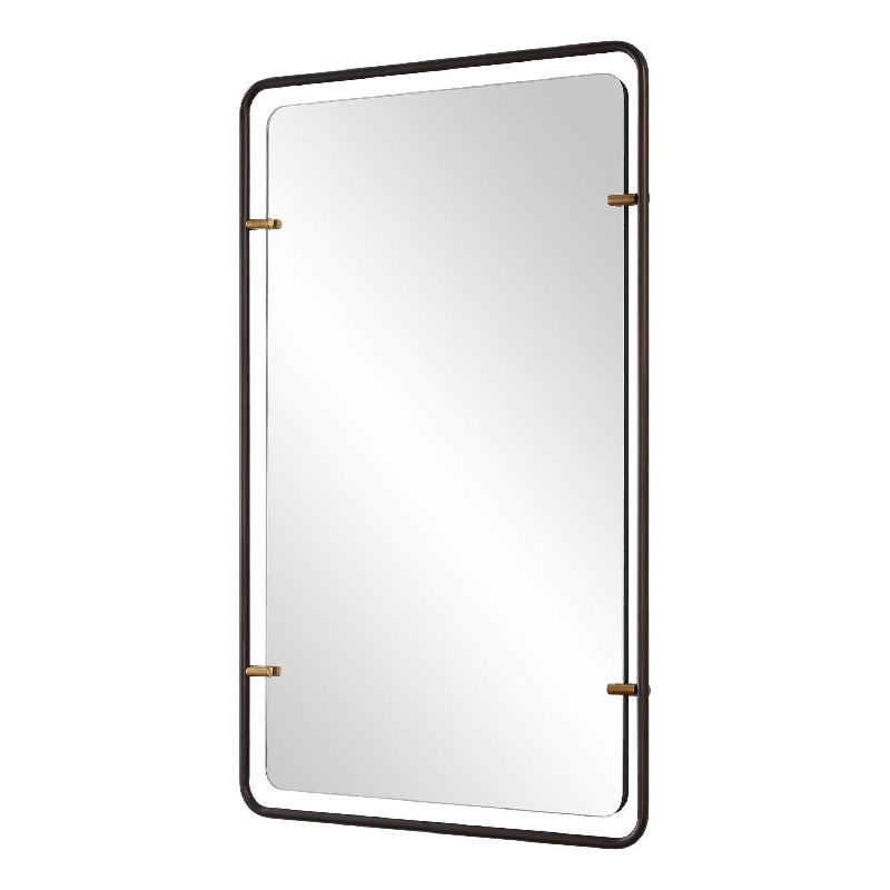 Decorative Wall Mirror- Gold Leaf Accent Tabs- 22x36 Rectangular Frame