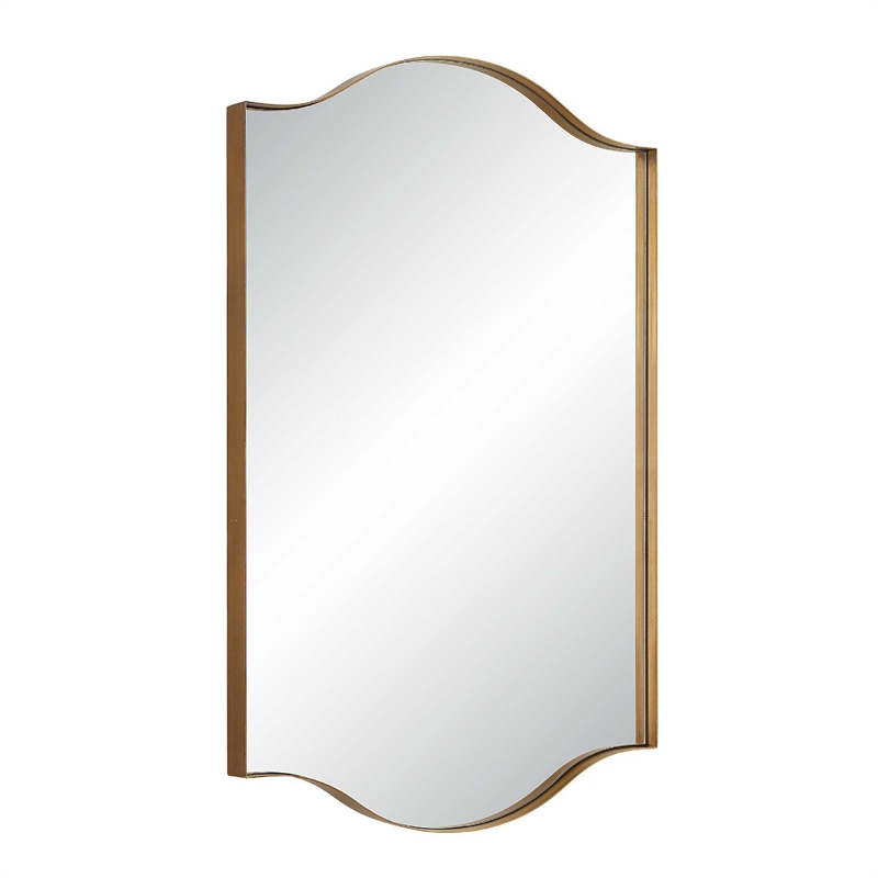 Decorative Wall Mirror- Arch Design- Brushed Gold Arched Frame- 22x34
