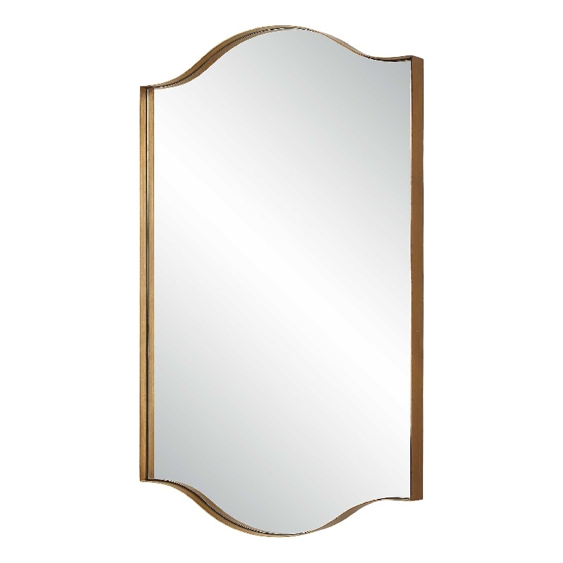 Decorative Wall Mirror- Arch Design- Brushed Gold Arched Frame- 22x34