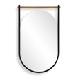 Decorative Oval Wall Mirror- Gold Leaf Rod- 21x34 Satin Black Hanging Frame