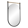 Decorative Oval Wall Mirror- Gold Leaf Rod- 21x34 Satin Black Hanging Frame
