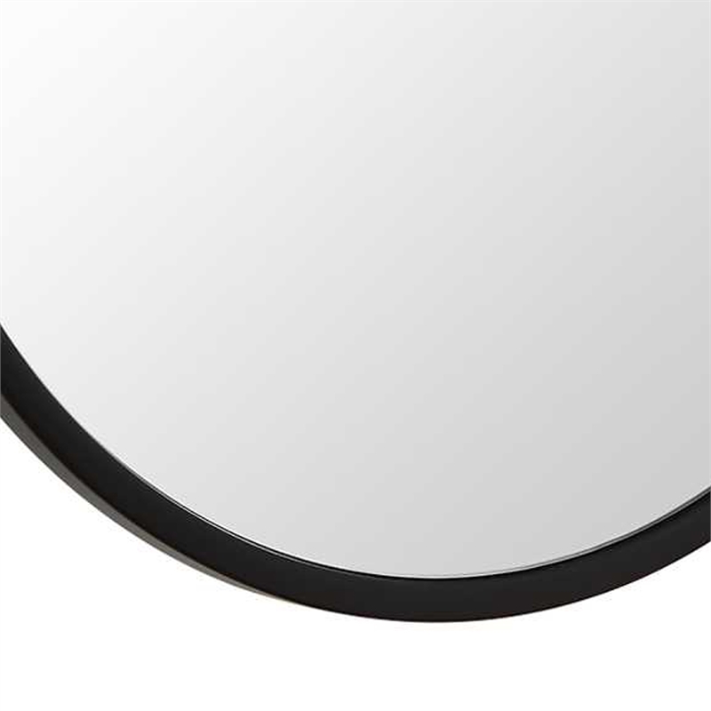 Decorative Oval Wall Mirror- Gold Leaf Rod- 21x34 Satin Black Hanging Frame
