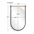 Decorative Oval Wall Mirror- Gold Leaf Rod- 21x34 Satin Black Hanging Frame
