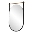 Decorative Oval Wall Mirror- Gold Leaf Rod- 21x34 Satin Black Hanging Frame