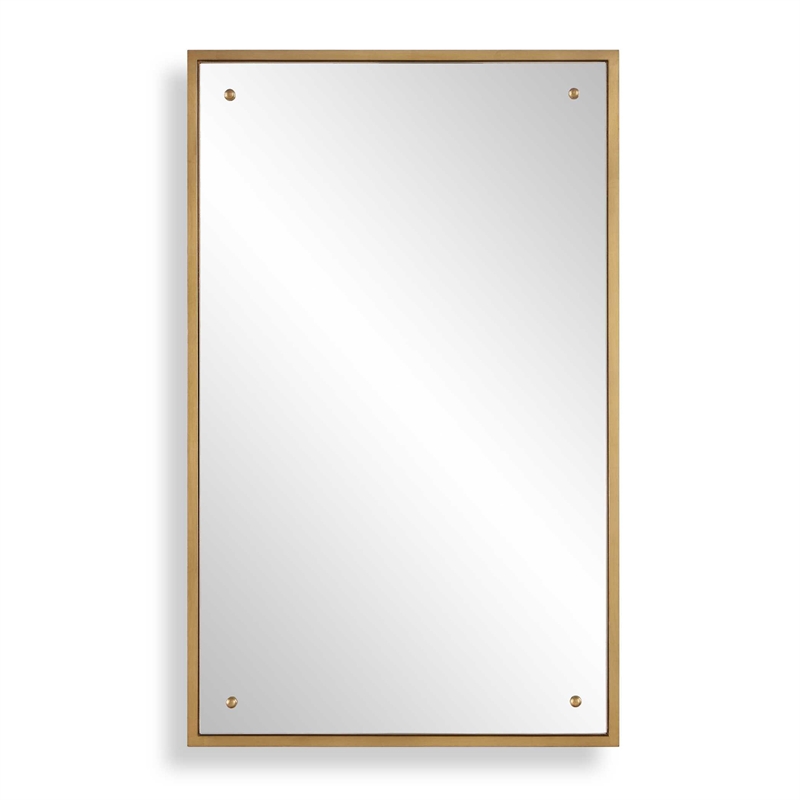 Decorative Wall Mirror- Corner Bolt Detail- Gold Leaf Accent- 21x36