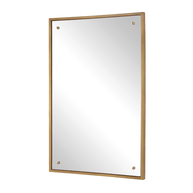 Decorative Wall Mirror- Corner Bolt Detail- Gold Leaf Accent- 21x36