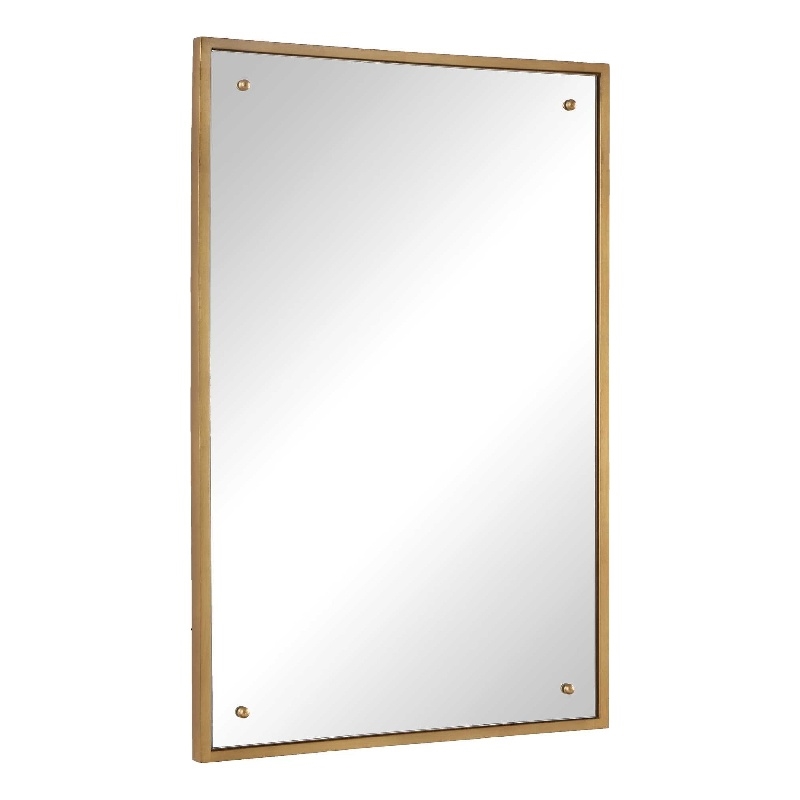 Decorative Wall Mirror- Corner Bolt Detail- Gold Leaf Accent- 21x36