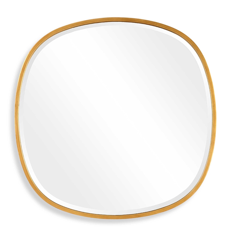 Decorative Wall Mirror- Gold Leaf Irregular Round- Beveled Glass- 30 Inch