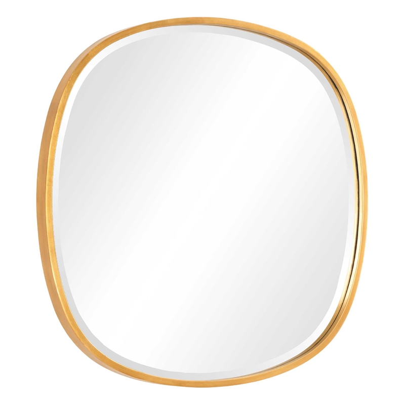 Decorative Wall Mirror- Gold Leaf Irregular Round- Beveled Glass- 30 Inch