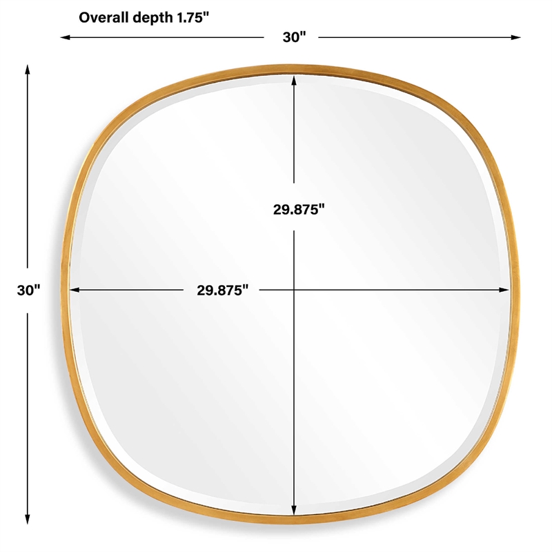 Decorative Wall Mirror- Gold Leaf Irregular Round- Beveled Glass- 30 Inch