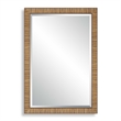 Decorative Coastal Wall Mirror- Faux Rattan Wrap- 22x32 Dark Brown Frame