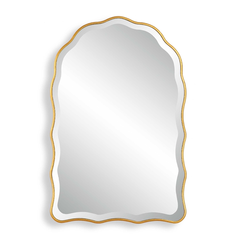 Siva Arched Accent Wall Mirror- Scalloped Edges- Gold Leaf Finish 24x36