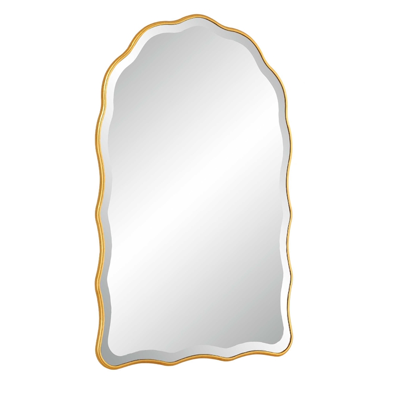 Siva Arched Accent Wall Mirror- Scalloped Edges- Gold Leaf Finish 24x36