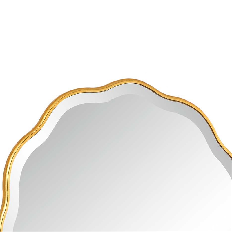 Siva Arched Accent Wall Mirror- Scalloped Edges- Gold Leaf Finish 24x36
