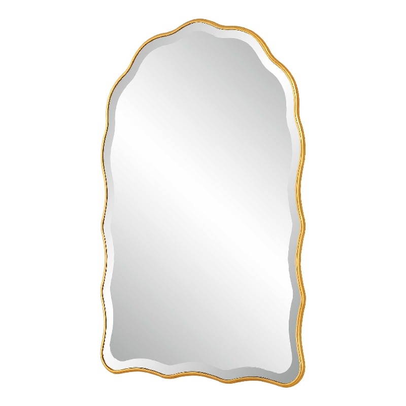 Siva Arched Accent Wall Mirror- Scalloped Edges- Gold Leaf Finish 24x36