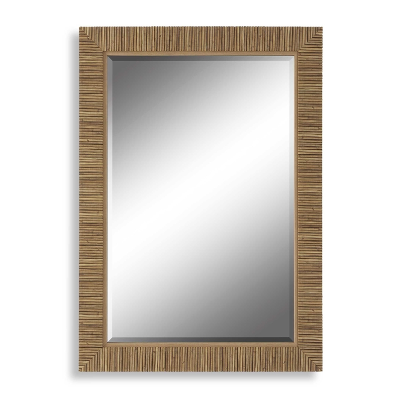 Raga Accent Wall Mirror- Rattan Design Frame- Coastal Brown Finish 25x35