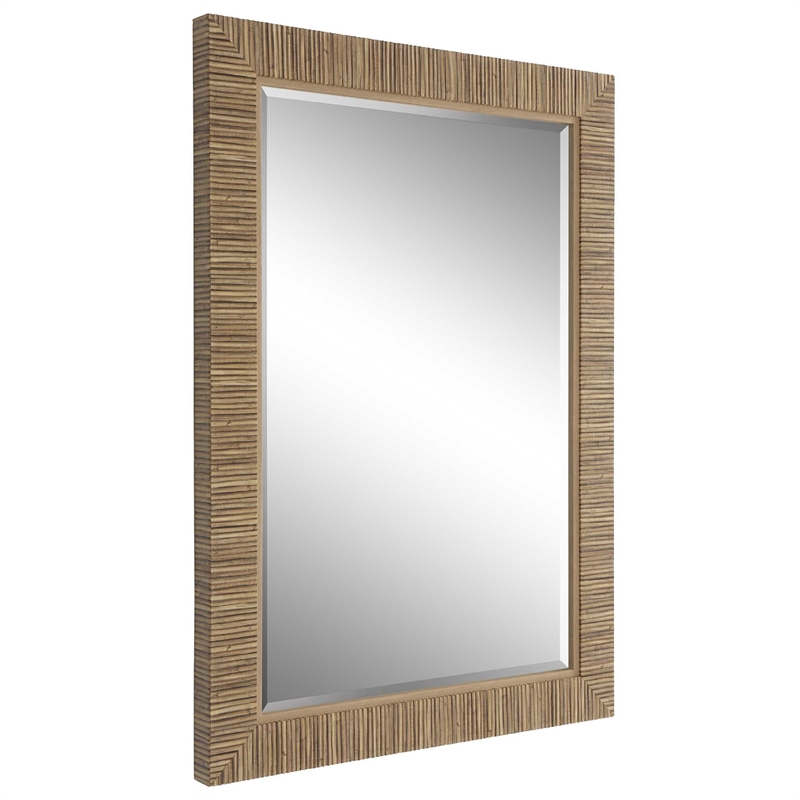 Raga Accent Wall Mirror- Rattan Design Frame- Coastal Brown Finish 25x35