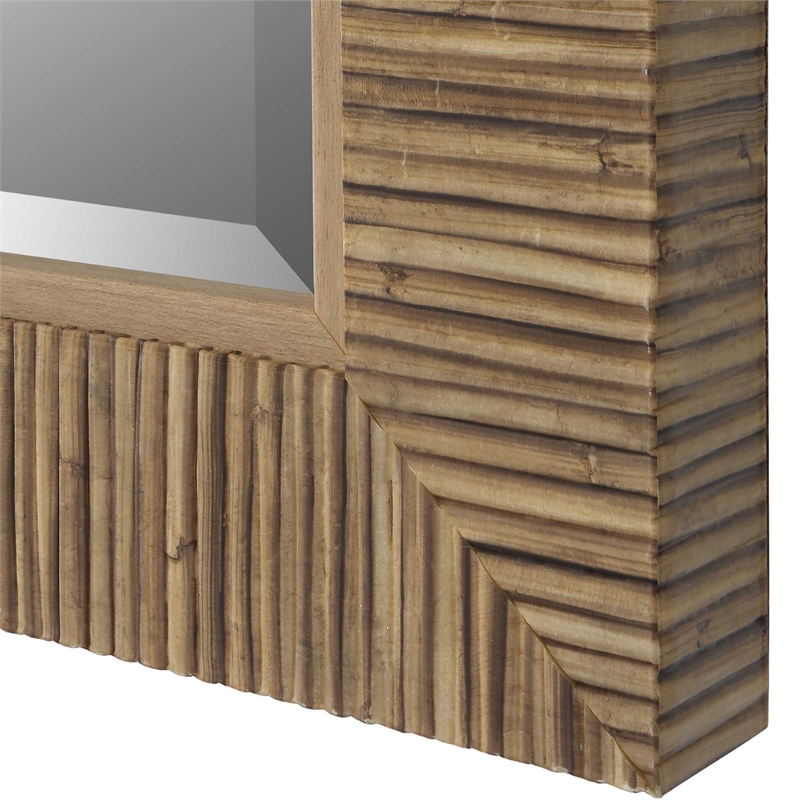 Raga Accent Wall Mirror- Rattan Design Frame- Coastal Brown Finish 25x35