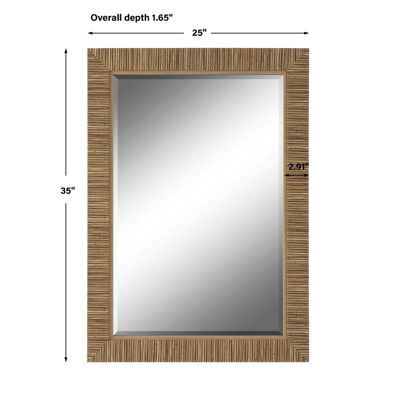 Raga Accent Wall Mirror- Rattan Design Frame- Coastal Brown Finish 25x35