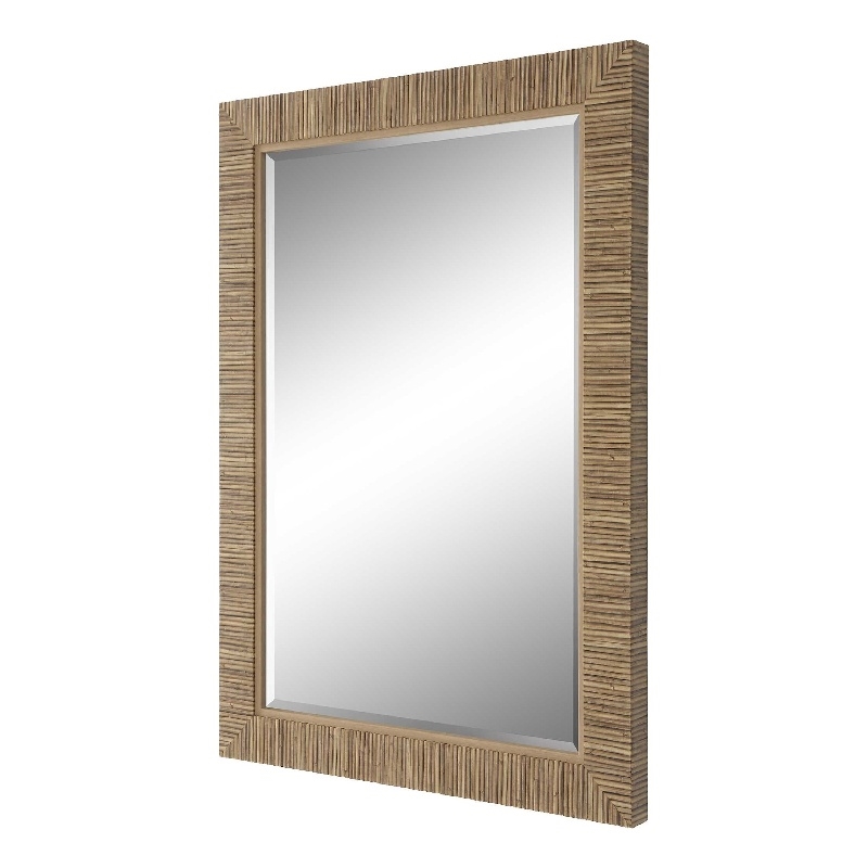 Raga Accent Wall Mirror- Rattan Design Frame- Coastal Brown Finish 25x35