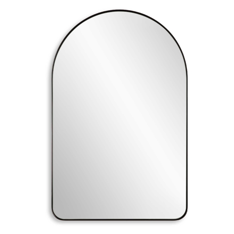 Rectangular Floating Mirror- Arched Top- Modern Style Satin Black 22x34