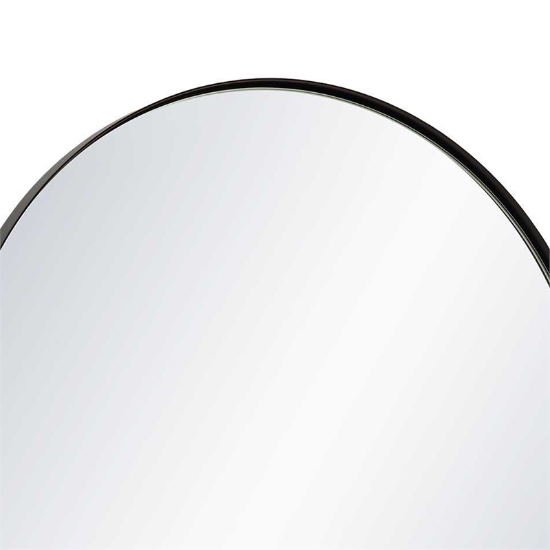 Rectangular Floating Mirror- Arched Top- Modern Style Satin Black 22x34