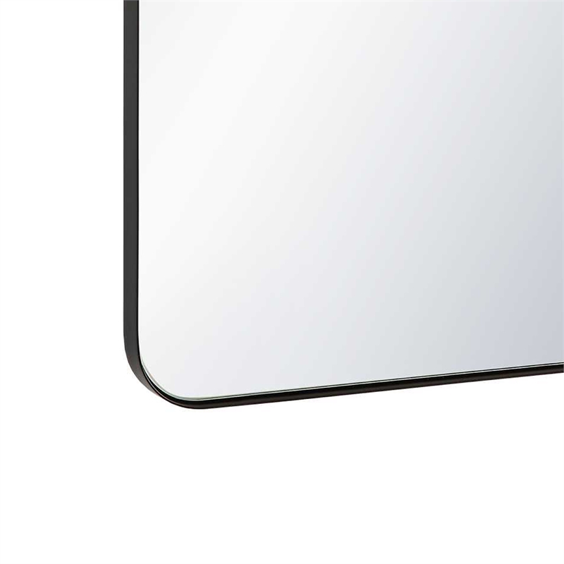 Rectangular Floating Mirror- Arched Top- Modern Style Satin Black 22x34