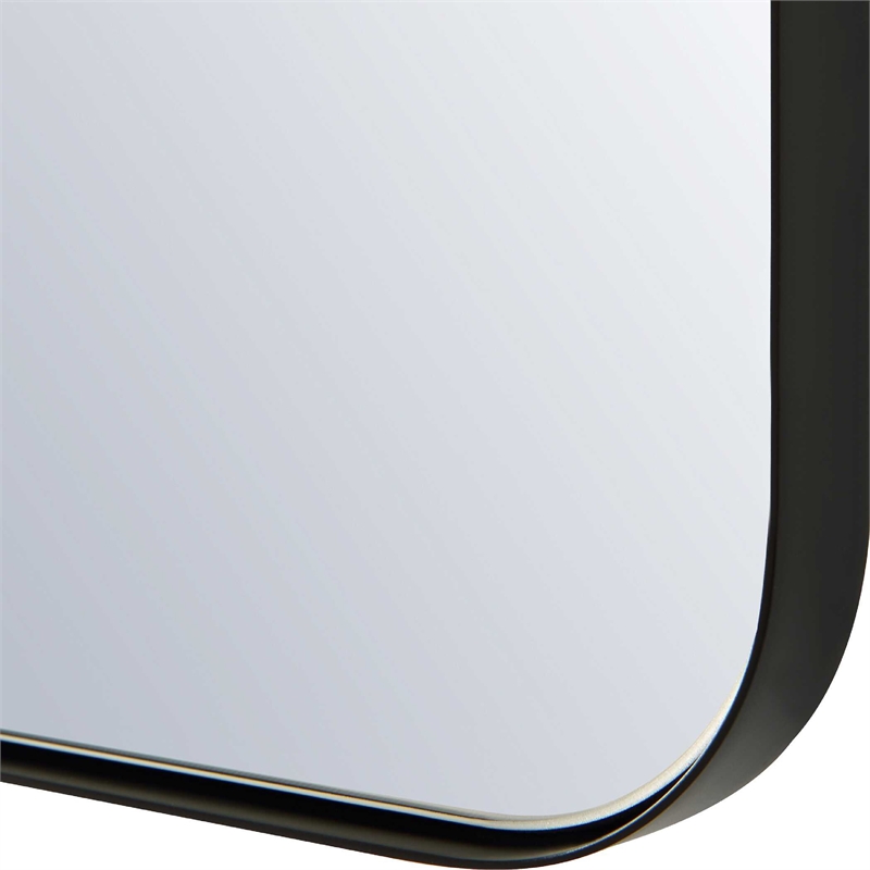 Rectangular Floating Mirror- Arched Top- Modern Style Satin Black 22x34