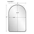 Rectangular Floating Mirror- Arched Top- Modern Style Satin Black 22x34