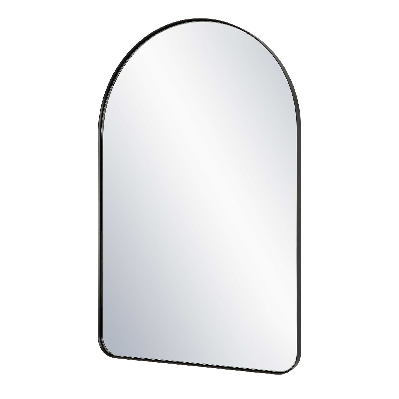 Rectangular Floating Mirror- Arched Top- Modern Style Satin Black 22x34