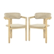 Seno Outdoor Chair Set of 2- Curved Back- Beige Wicker Seat- Natural Wood