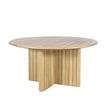 Seno Outdoor Round Dining Table- Slatted Design- Natural Brown 59 Inch