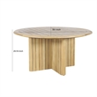 Seno Outdoor Round Dining Table- Slatted Design- Natural Brown 59 Inch