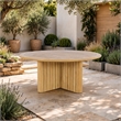 Seno Outdoor Round Dining Table- Slatted Design- Natural Brown 59 Inch