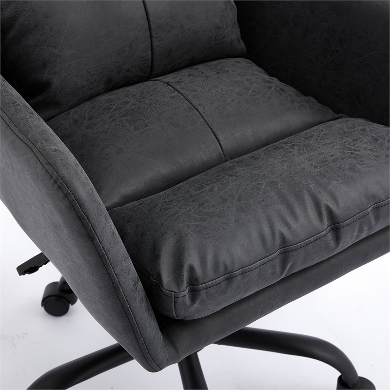 Limz Swivel Office Chair- Adjustable Height- Foam Fill Black Faux Leather