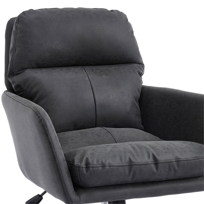 Limz Swivel Office Chair- Adjustable Height- Foam Fill Black Faux Leather