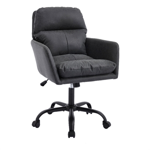 Limz Swivel Office Chair- Adjustable Height- Foam Fill Black Faux Leather