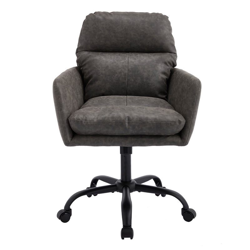 Limz Swivel Office Chair- Adjustable Height- Foam Fill Gray Faux Leather
