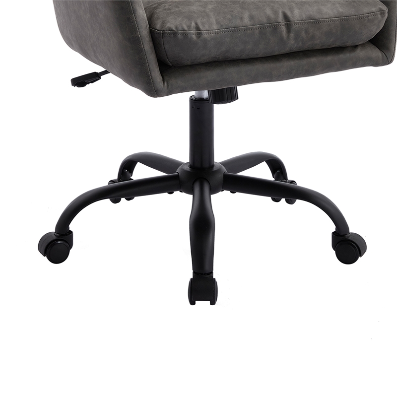 Limz Swivel Office Chair- Adjustable Height- Foam Fill Gray Faux Leather