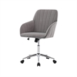 Arun Swivel Office Chair- Memory Foam- Tufted Gray Velvet- Silver Metal