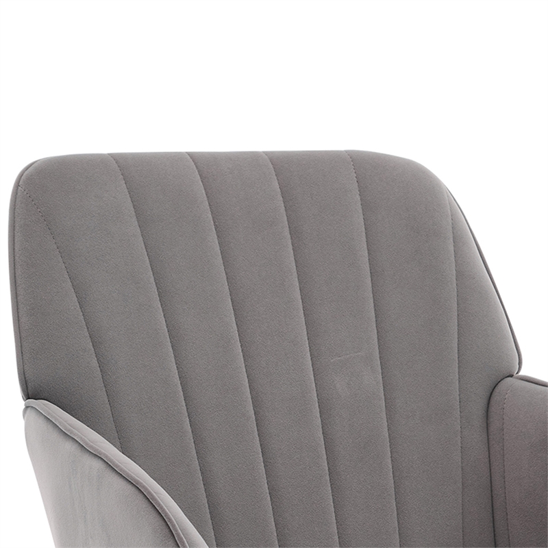 Arun Swivel Office Chair- Memory Foam- Tufted Gray Velvet- Silver Metal