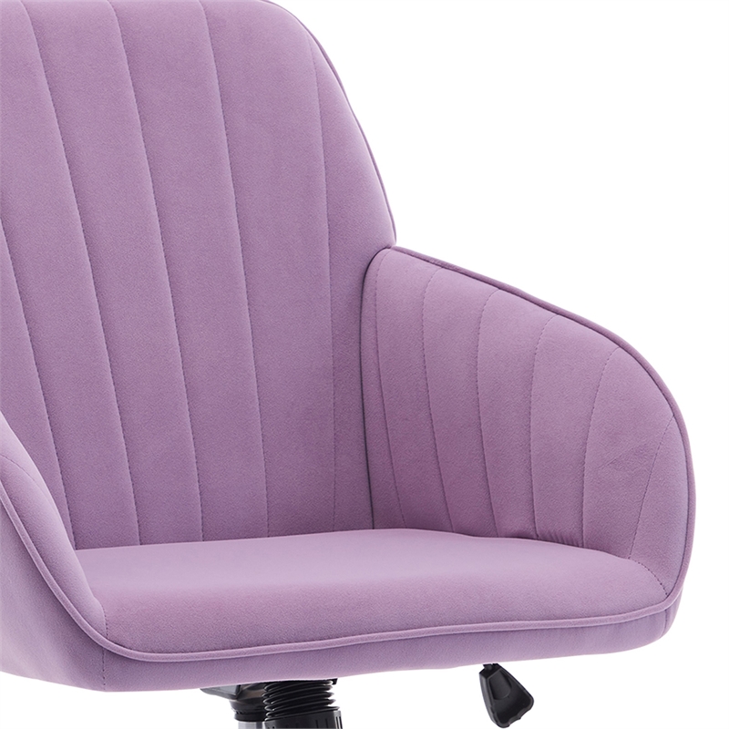 arun swivel office chair- memory foam fill lilac purple velvet- gold metal