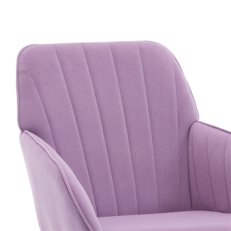 arun swivel office chair- memory foam fill lilac purple velvet- gold metal