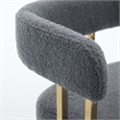 Fara Barstool Chair Set of 2- Foam Fill Gray Teddy Fleece- Gold Metal