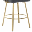 Fara Barstool Chair Set of 2- Foam Fill Gray Teddy Fleece- Gold Metal