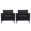 Heya Lounge Sofa Chair Set of 2- Track Arms- Black Faux Leather