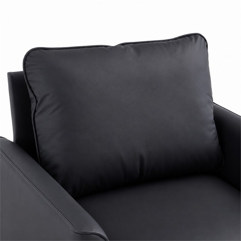 Heya Lounge Sofa Chair Set of 2- Track Arms- Black Faux Leather