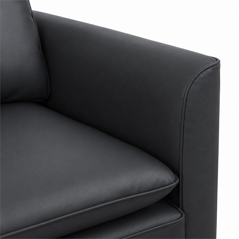 Heya Lounge Sofa Chair Set of 2- Track Arms- Black Faux Leather