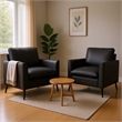 Heya Lounge Sofa Chair Set of 2- Track Arms- Black Faux Leather