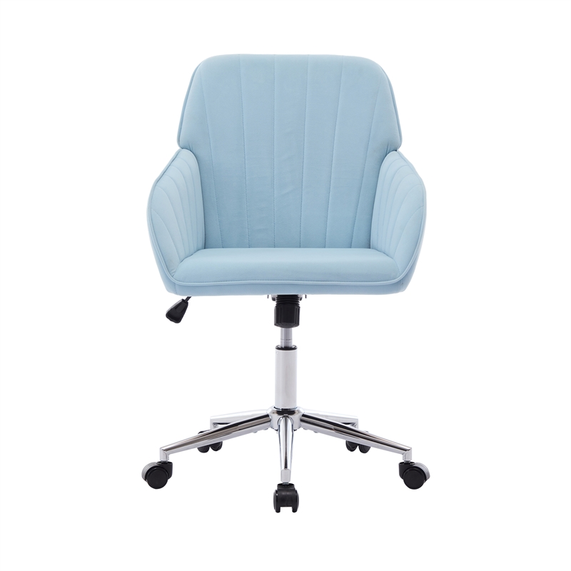 Kena Swivel Office Chair- Baby Blue Tufted Velvet- Adjustable Height